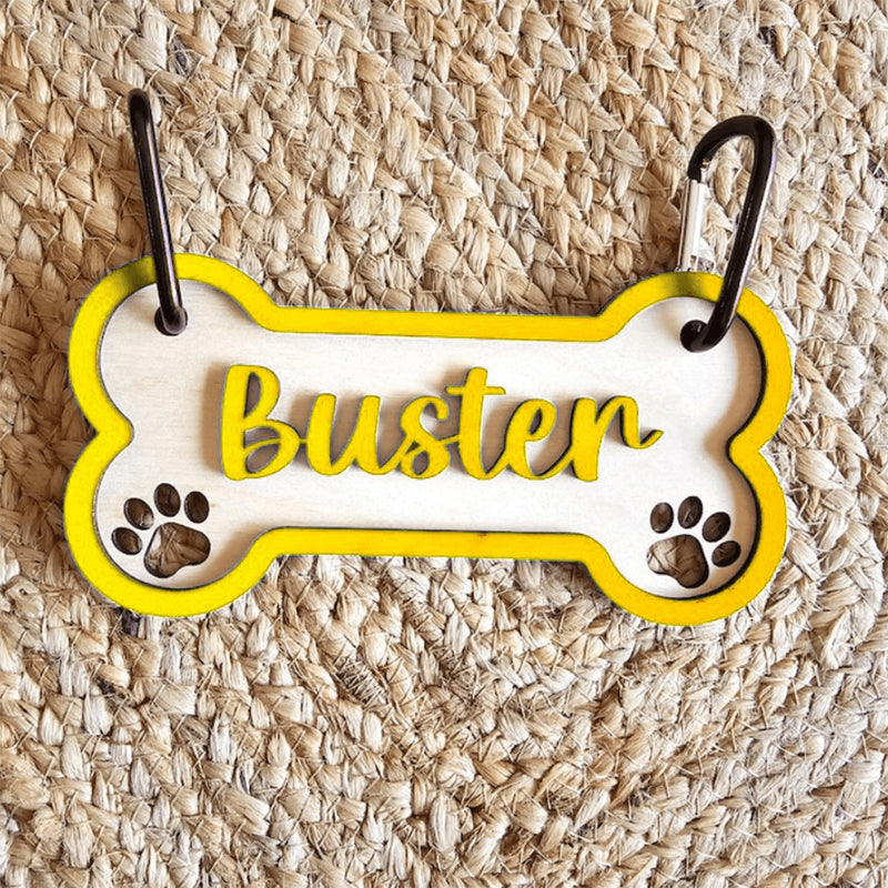 Customizable Dog Bone Sign - Personalized Pet Decor Gift with Paw Prints