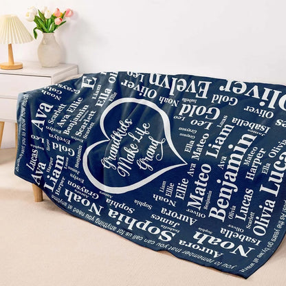 Personalized 1-16 Grandkid Names Blanket