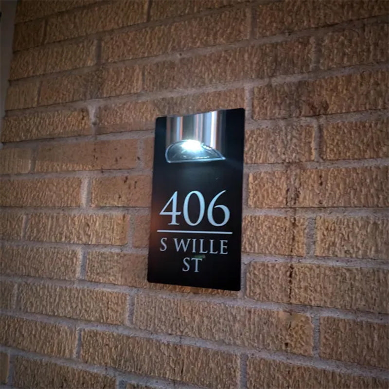 House Sign With Solar Light Door Number
