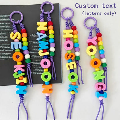 Personalized Name/Number Beaded Keyring Charm
