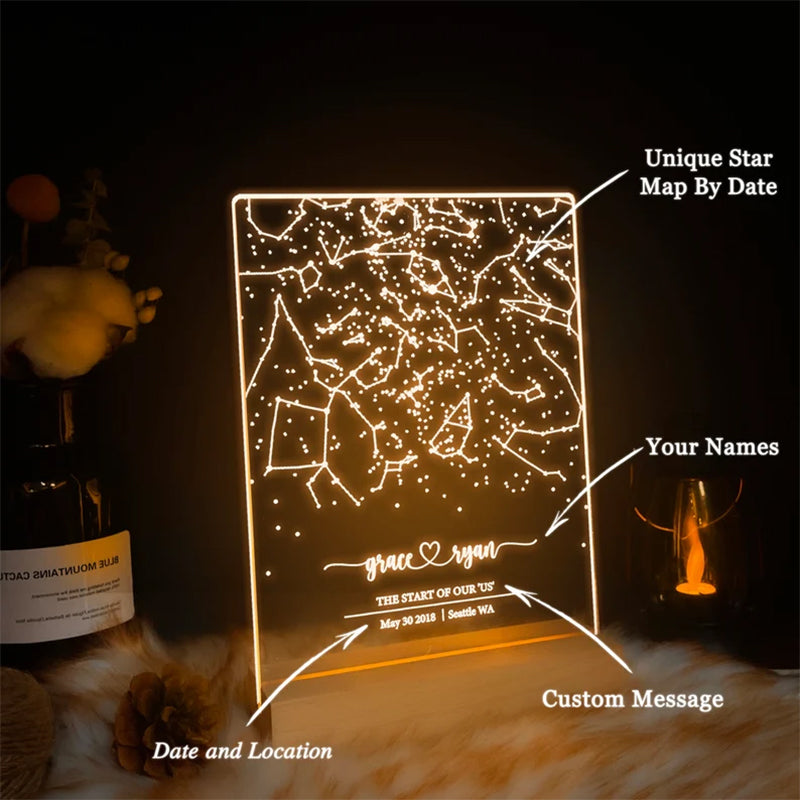 Custom star map by date, Engagement star light