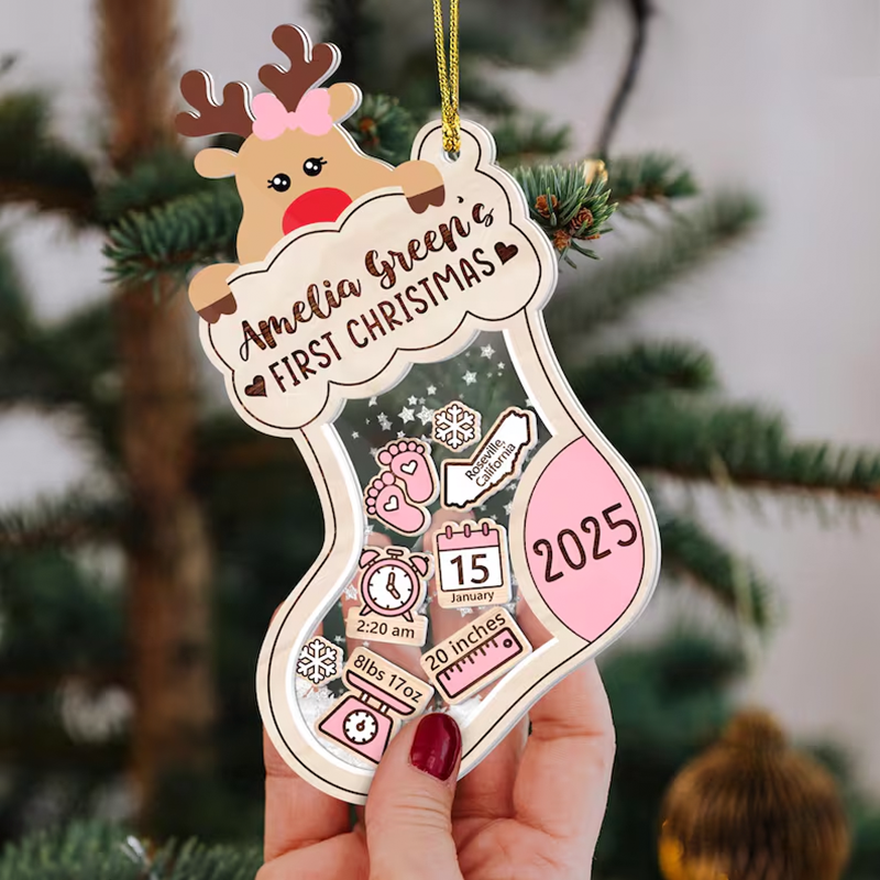 Personalized Baby's First Christmas Shaker Ornament