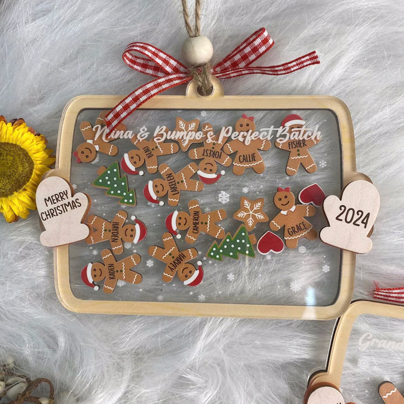 Custom Family Member Shaker Ornament, Custom Gingerbread Family Ornament