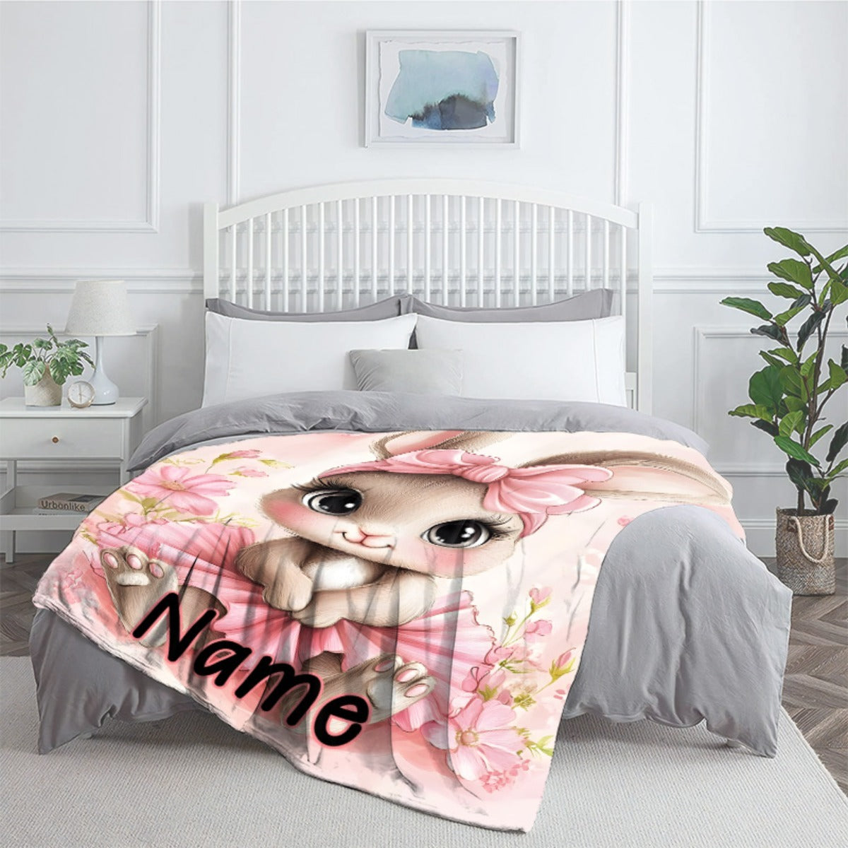 Name/Text Rabbit Ballet Dress Easter Blanket