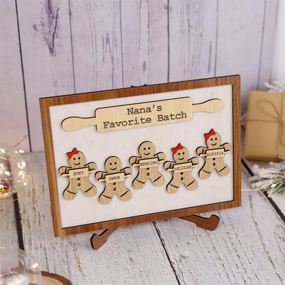 Wooden Gingerbread Family Sign Personalized Grandchildren Sign