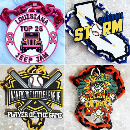 Custom Sports Turnover Chain, Oversized Medallion, Team mascot, Custom Colors, Any Logo