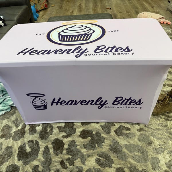 Custom Printed Table Cloth Stretch and Fitted Cloths, 4ft table 6ft table and 8 ft table