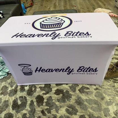 Custom Printed Table Cloth Stretch and Fitted Cloths, 4ft table 6ft table and 8 ft table