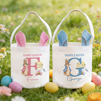 Personalized Easter Bunny Gift Bag with Custom Name Initials