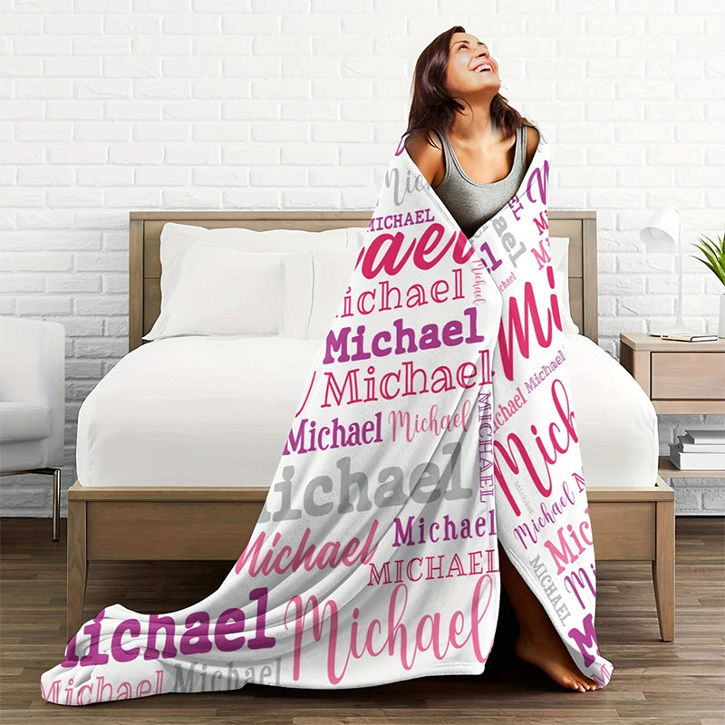 Soft Polyester Personalized Name Blanket