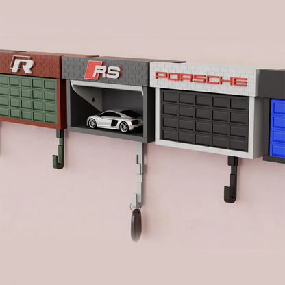 Mini Garage Key Holder: Toy Car Display with Hidden Compartment