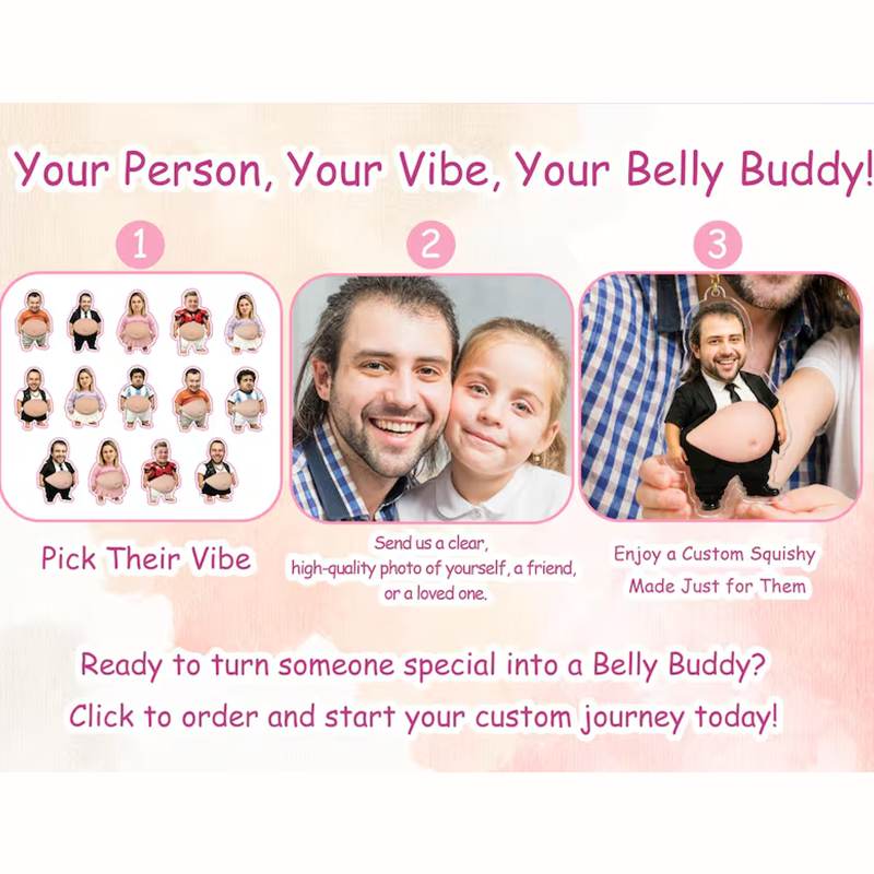 Personalized Dad Squeeze Belly Magnet, Funny Fridge Gift for Dad