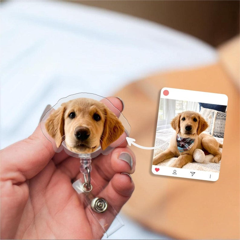 Custom Dog Badge Reel Personalized Funny Pet Badge Reel from Photo