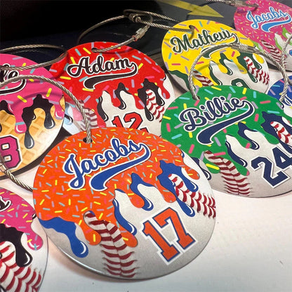 Baseball Drip Bag Tag, Aluminum Bag Tag, Baseball Gifts