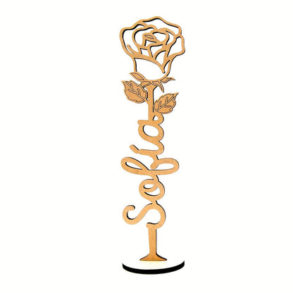 Personalized Wooden Rose Tabletop Decor