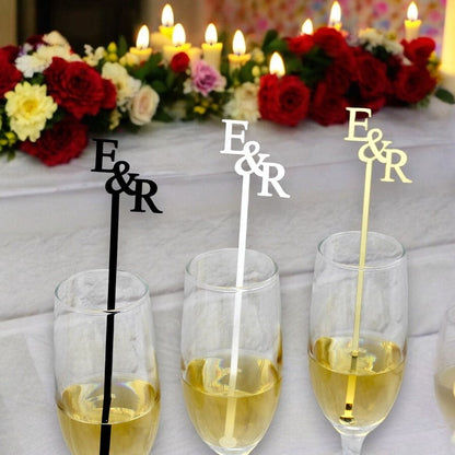 Personalized Drink Stirrers, Wedding Stir Sticks, Custom Initial Cocktail Stirrers
