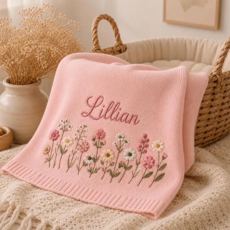Personalized Baby Blanket, Embroidered Infant Name Throw