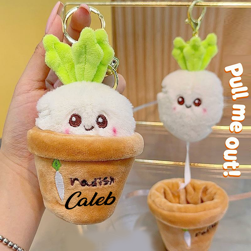 Personalized Easter radish .Pluckable radish plush toy keychain