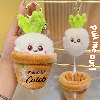 Personalized Easter radish .Pluckable radish plush toy keychain