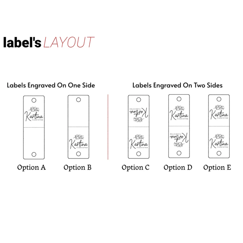 Customized 2 x 0.75 in Faux Leather Product Tags