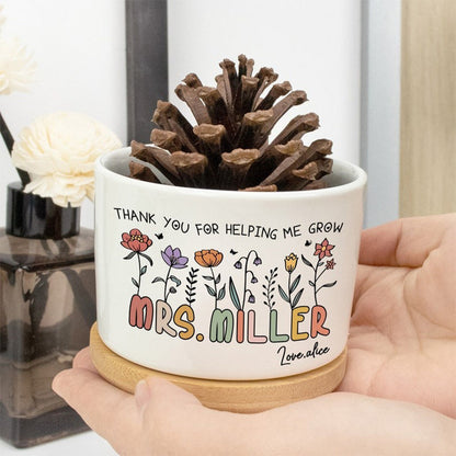 Personalized Teacher Plant Pot Ceramic Mini Planter Flower Pot Back To School