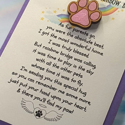 Pocket Hug | Pet Loss | Rainbow Bridge | Keepsake | Send A Hug Gift | Paw Print on my Heart