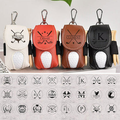 Leather Personalized Golf Ball Bag-Golf Ball And Tees Holder-Golf Holder-Accessories