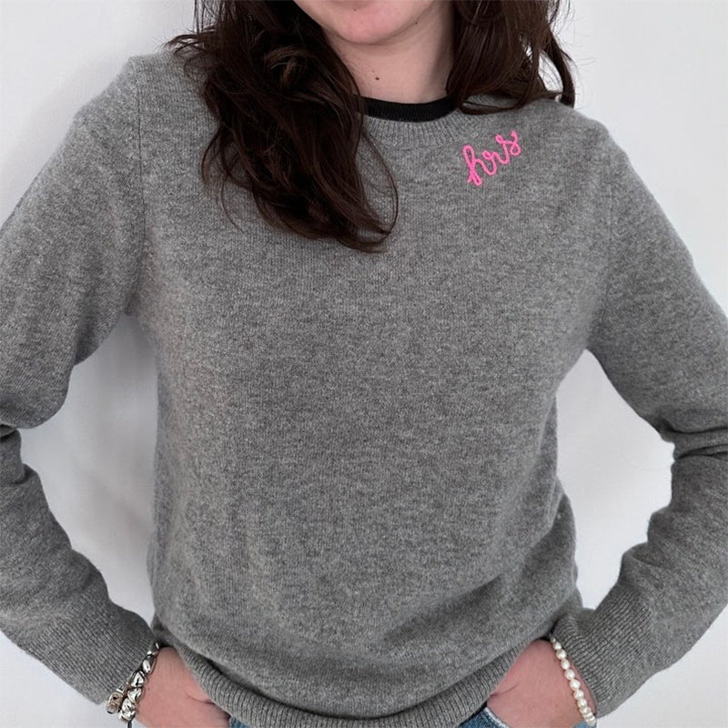 Customized CASHMERE Sweater, Embroidered Cashmere Clothing for Women