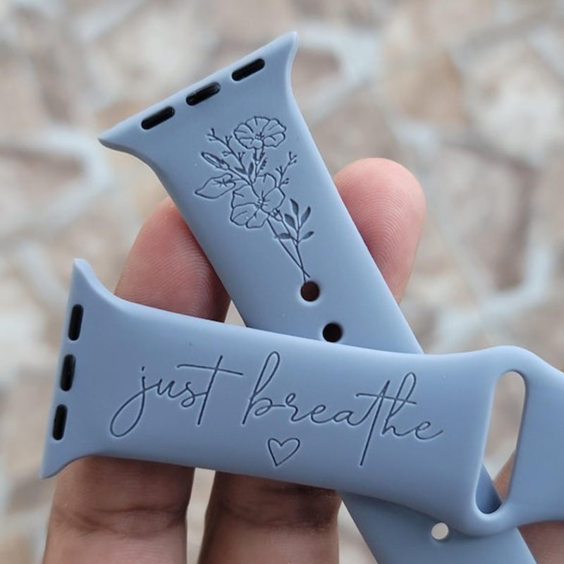 Birthday Flower, Birth Month Floral Wildflower Silicone Band Laser Engraved Birthday Gift