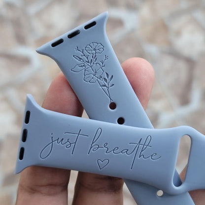 Birthday Flower, Birth Month Floral Wildflower Silicone Band Laser Engraved Birthday Gift