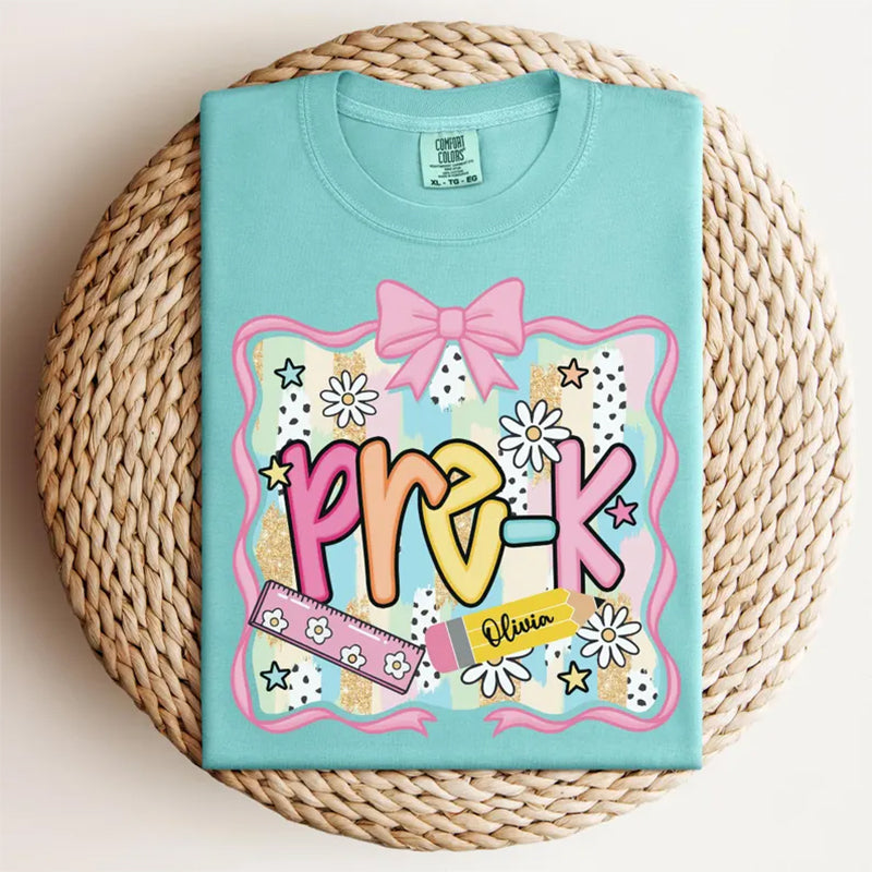 Preppy Pre-K Shirt Back To School Shirt, Personalized Hello Pre-k Tee