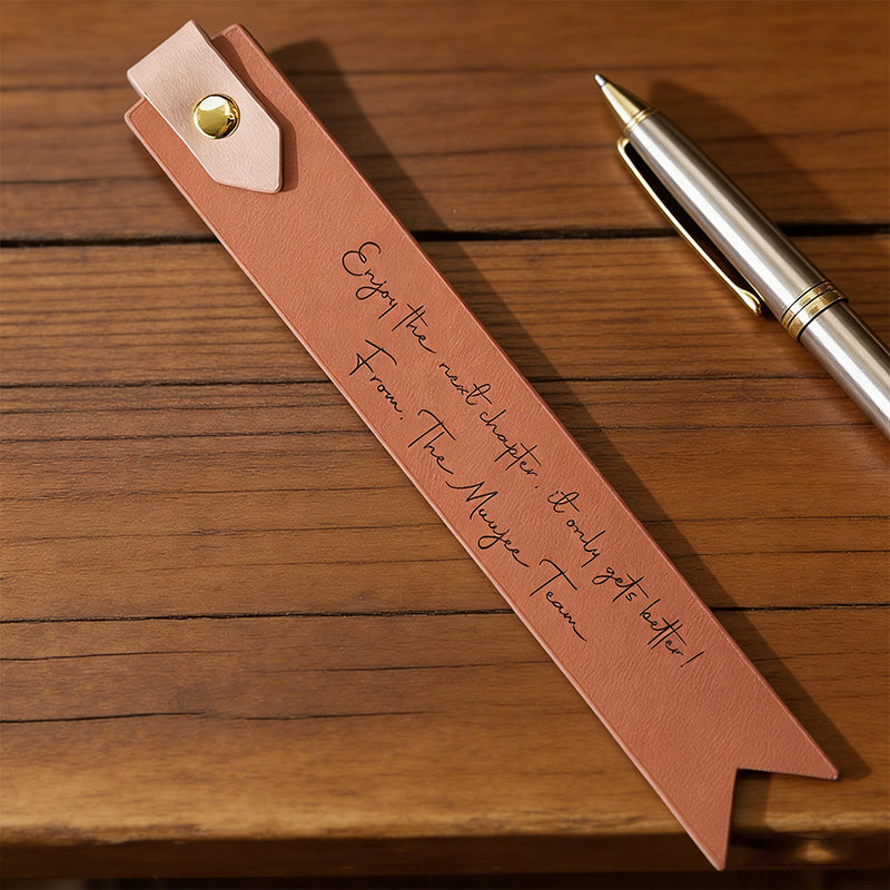 Engraved leather bookmark w/ loop