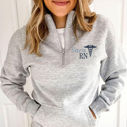 Custom Embroidered Nurse Caduceus Bennett Quarter Zip with Pockets