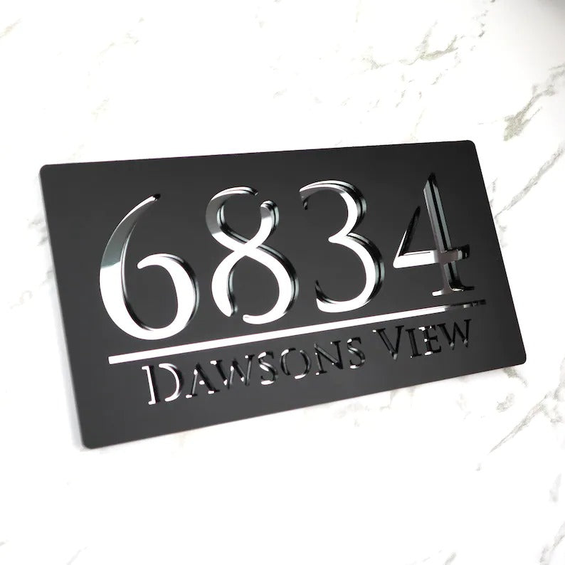 Laser Cut Matt White & Gold Mirror Personalised Door Numbers House Sign Plaques Number Laser Cut 3d Number