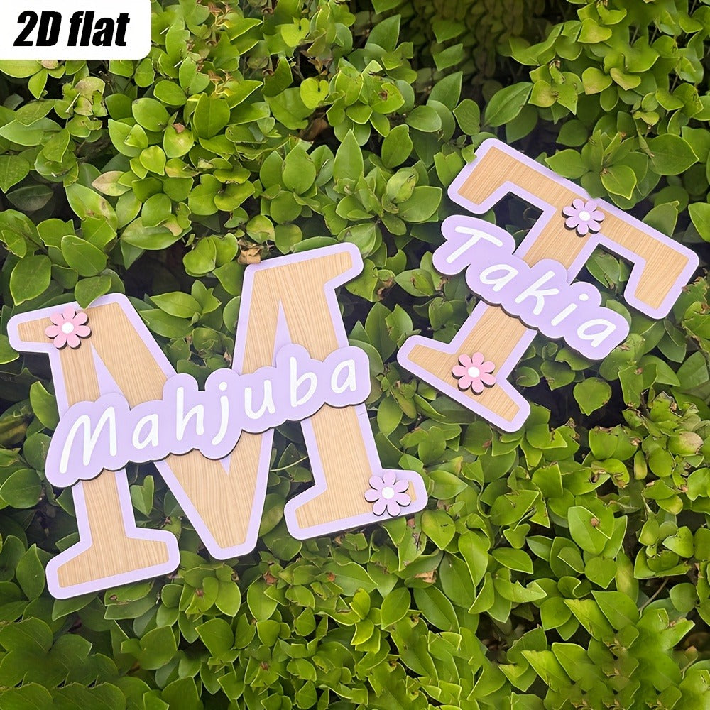 Customizable Initials Wall Art - Personalized Name with Floral Accents