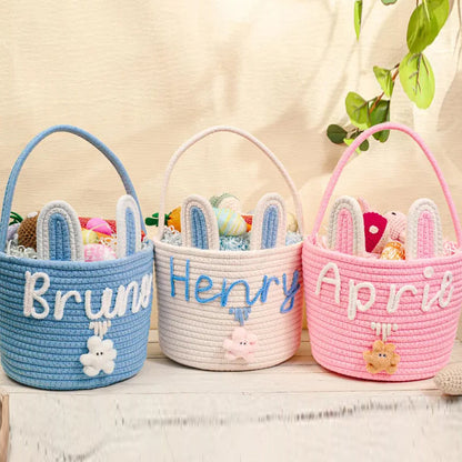 Personalized Easter Bunny Basket, Custom Name Baby Basket