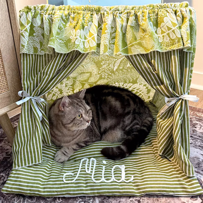 Personalized Cat Tent Custom Embroidered Name