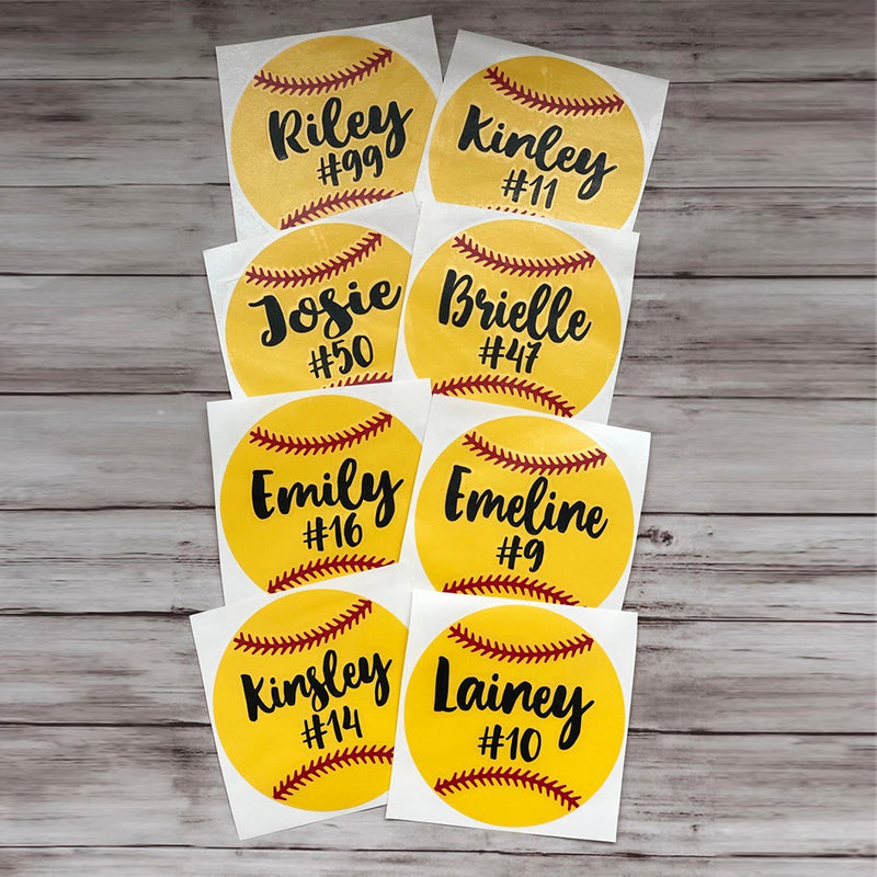 Personalized Baseball Softball Soccer Football Cheer Number Sticker