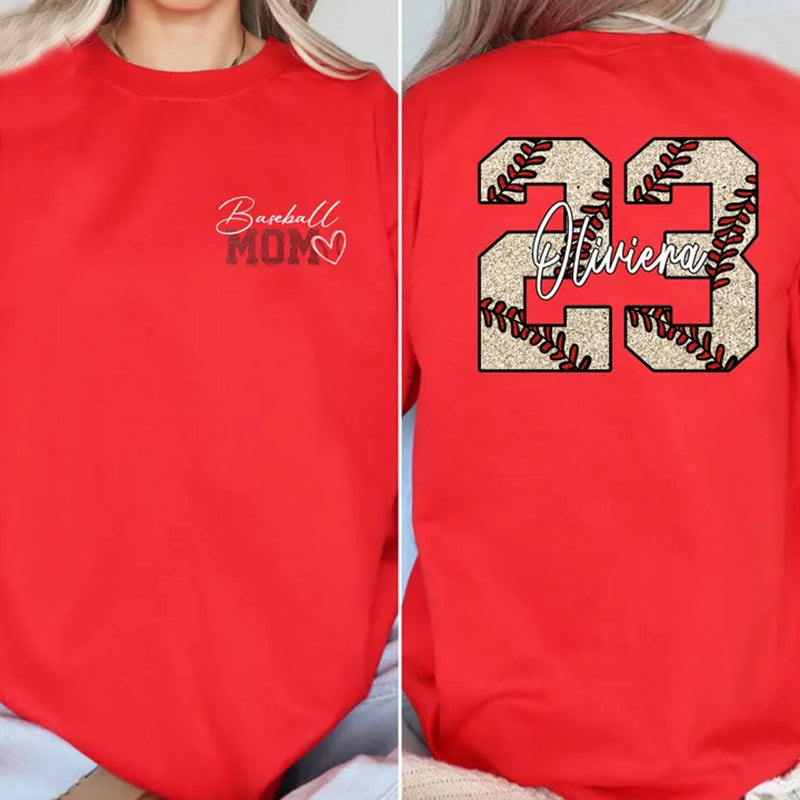 Custom Baseball Mom Sweatshirt, Personalized Baseball Mom Sweatshirt