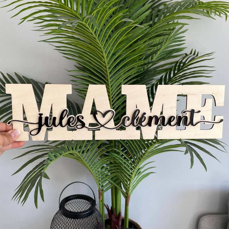 Personalized wooden word LOVE,FAMILY, MOM ,MAMIE engraved in wood