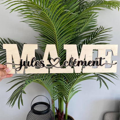 Personalized wooden word LOVE,FAMILY, MOM ,MAMIE engraved in wood