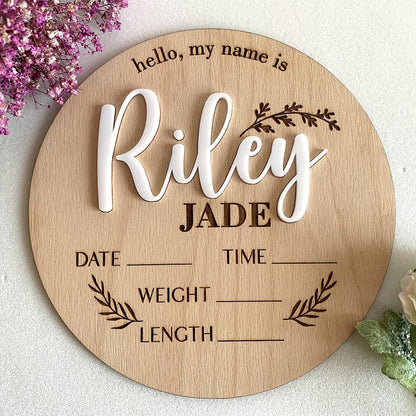 Personalized Baby Name Announcement Sign Custom 3D Baby Birth Sign