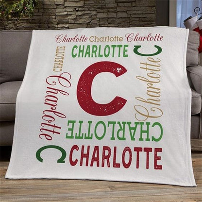 Christmas Repeating Name Personalized Fleece Blanket
