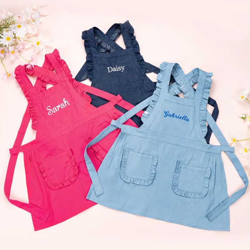 Kids Apron with Embroidered Name Toddler Cooking Apron