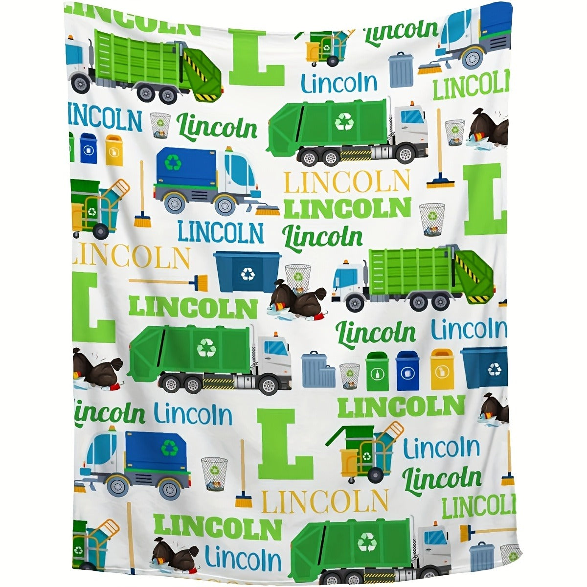 Personalized for LincoLn Sanitation Truck Flannel Blanket