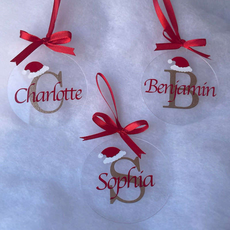 Custom Personalized Clear Acrylic Initial/Name Christmas Ornament