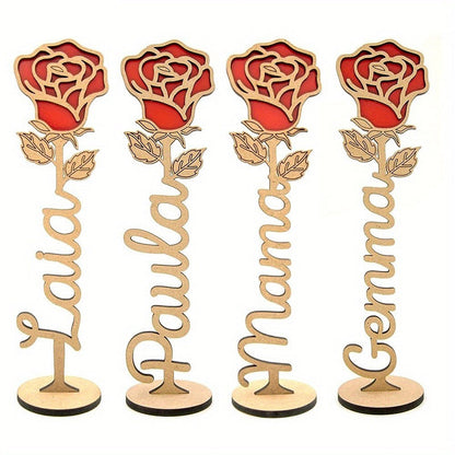Personalized Wooden Rose Tabletop Decor