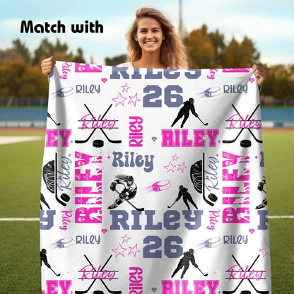 Personalized Proud Mom Ice Hockey Girl Blanket, Hockey Mom Soft Throw