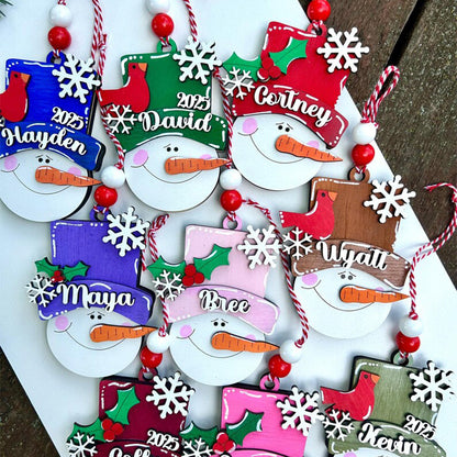 Personalized snowman, kid personalized ornament, Christmas stocking tag