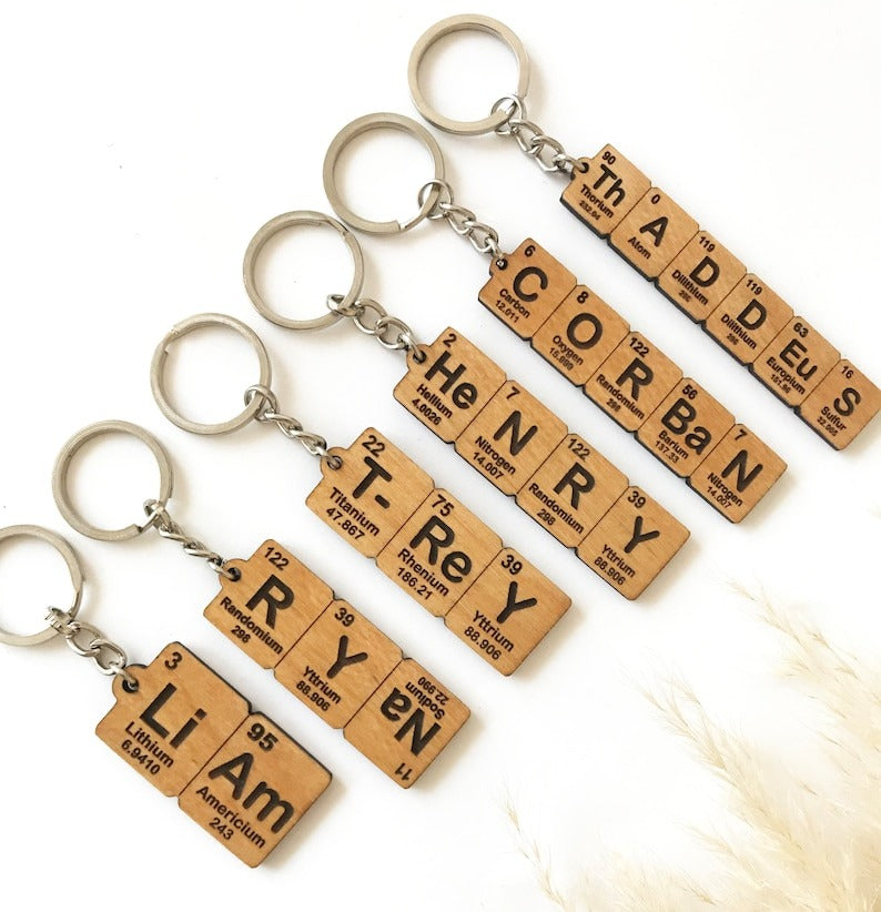 Custom Periodic Table Element Name Key Chain